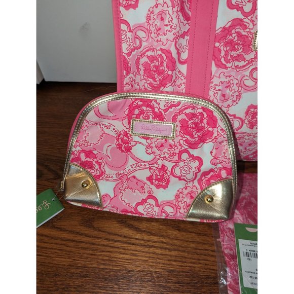 NWT Lilly Pulitzer Pink Phi Mu Patterned Bundle - Tote, Makeup Bag, Scarf - Picture 6 of 15